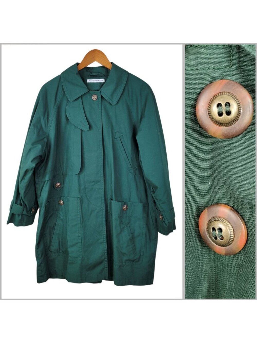Vtg Misty Harbor All Weather Jacket Coat Size 12 Green Removable Flannel Liner